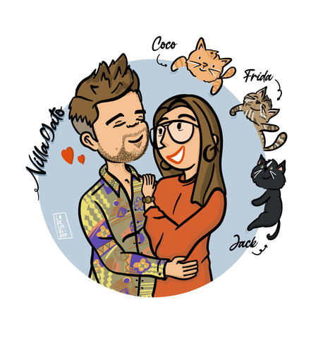 2 personas + mascotas + nombres