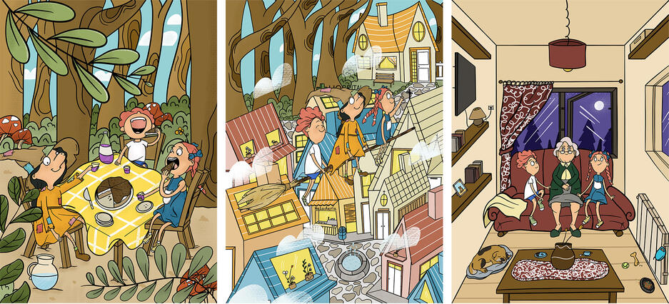 Pagina ilustrada Asha y los elefantes